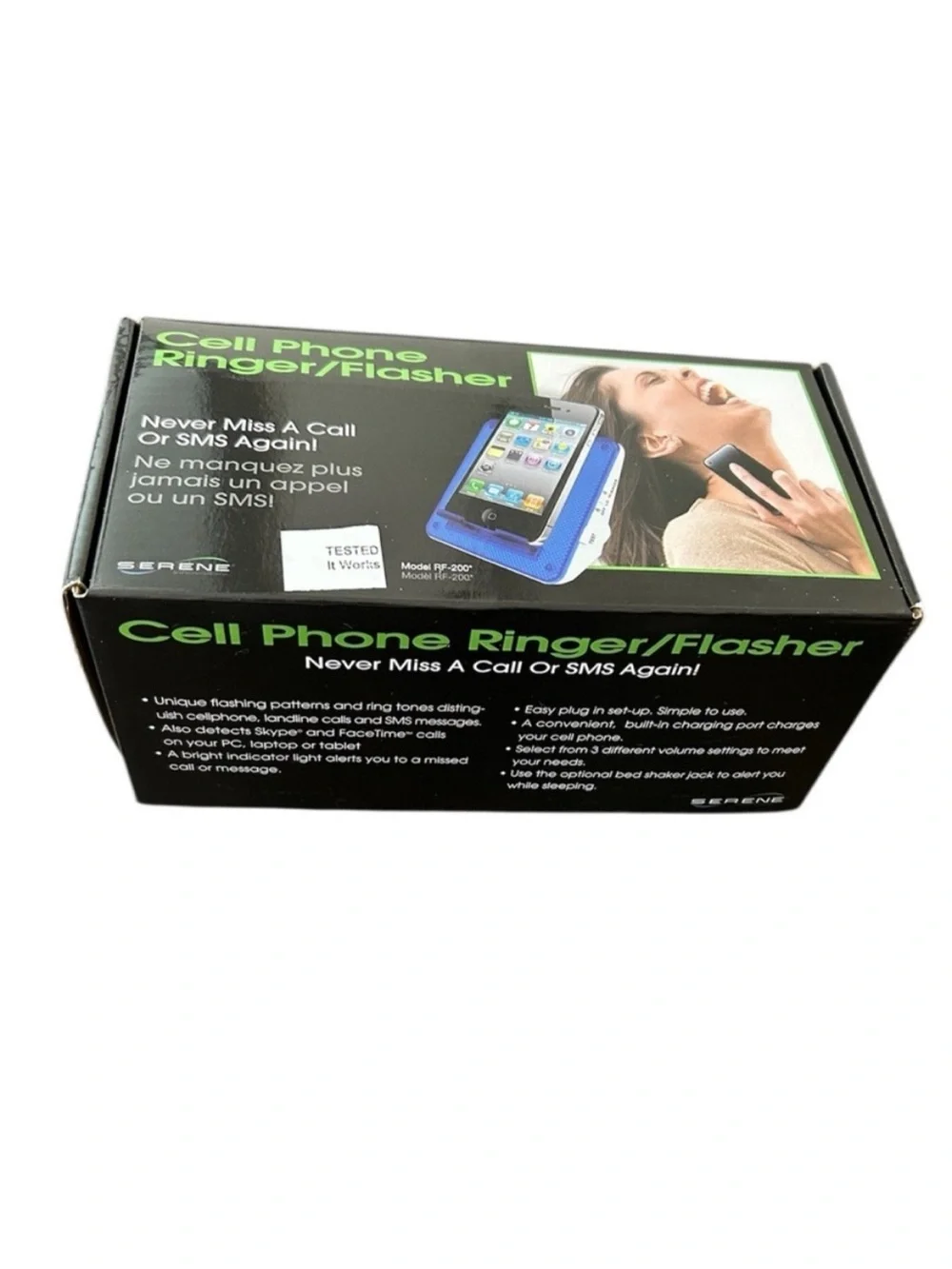 SERENE Universal Cell Phone Ringer Flasher Blue Smartphone Charging Dock